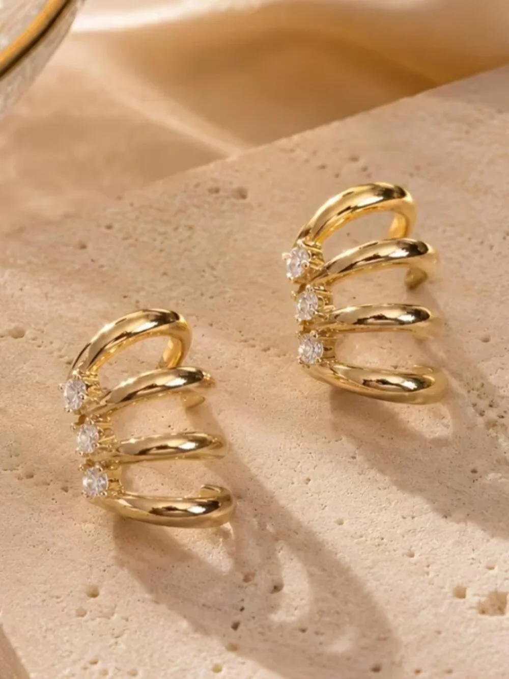 14K Gold Womens 4 Row 1ct Diamond Claw Style Earrings Ladies 14 K Silver Jewelry